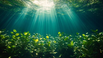 Obraz premium world mangrove day background concept. underwater view 