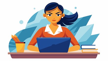 Obraz premium Her determination shines as brightly as her intellect. This scene showcases a focused woman working diligently, highlighting the combination of sharp thinking and unwavering resolve.