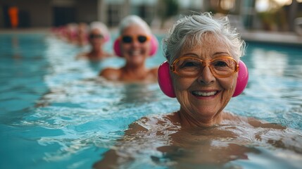 Fototapeta premium Senior Woman in a Swimming Pool.