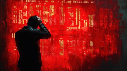 Fototapeta premium Man Overwhelmed by Data Overload.