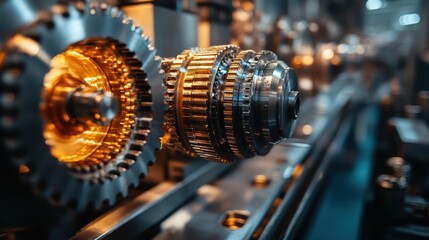 Obraz premium Closeup of Industrial Gears and Machine Parts.