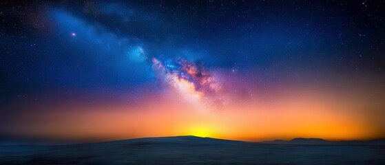 Fototapeta premium Milky Way Galaxy Over Sunset Horizon