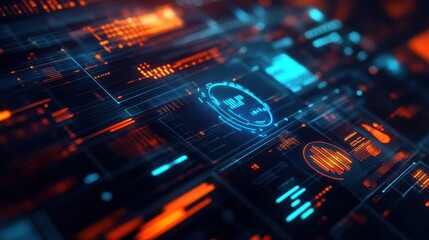 Obraz premium Abstract Digital Interface Background with Glowing Lines.