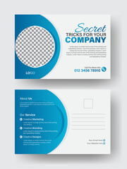 Creative modern corporate business postcard EDDM design template, Double sided layout, Business postcard template design, simple and clean modern minimal postcard.
