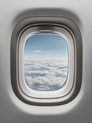 Aerial View of Cloudy Sky and Airplane Window