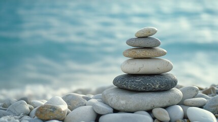 Zen Serenity: Stone Stack on Pebbles