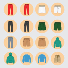 Set of clothing icons or highlights Line Icon Set