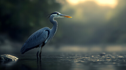 Naklejka premium The Western Reef Heron Coastal Habitat Explorer