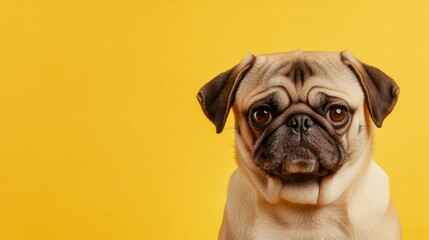 Charming Pug Against Yellow Background