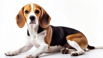 Cute Beagle Dog on White Background