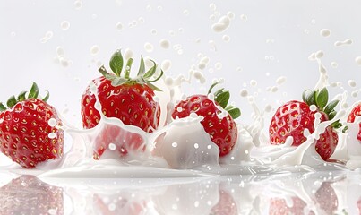 fresh strawberry fruit with splash water has sweet and sour taste with aesthetic Generate AI