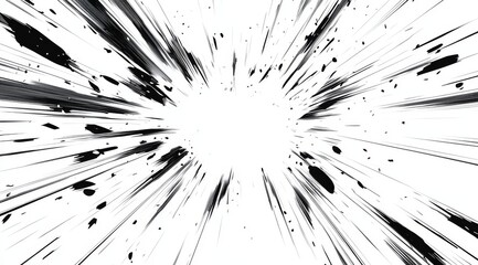 A vibrant and dynamic comicstyle illustration vividly depicting a burst of motion, featuring sharp lines and expressive splatters that together create an energetic and captivating visual effect
