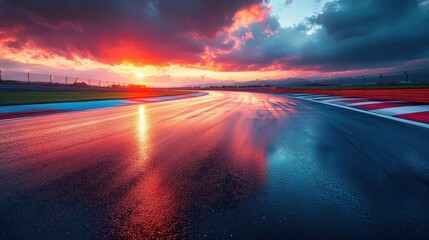 Obraz premium Race Track at Sunset with Light Trails