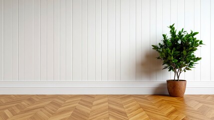 Fototapeta premium Wooden Floor And Wall With Skirting Boards, Classic Interior Design Elements