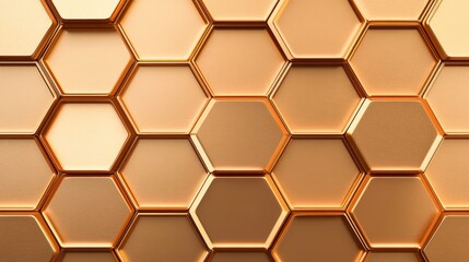 Obraz premium Golden honeycomb design, hexagonal shapes, soft shadows enhancing depth, warm natural look, organic and inviting texture