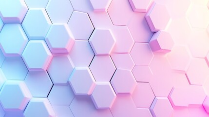 Fototapeta premium Gradient-lit hexagon pattern, soft glow, ethereal and otherworldly feel, blending vibrant and pastel colors, futuristic design