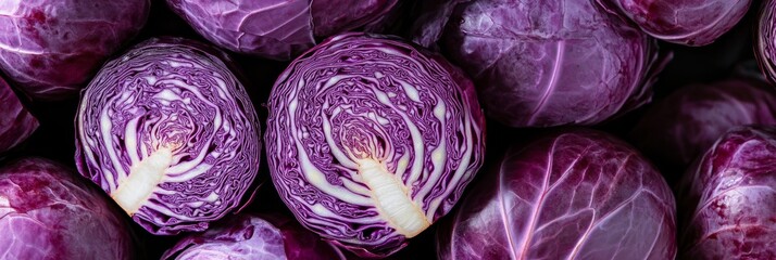 Obraz premium Vibrant and colorful purple cabbages that are perfect for salads, cooking, and garnishing any dish beautifully