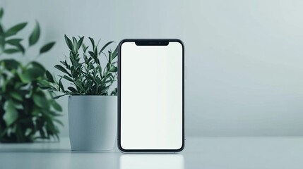 Minimalistic Smartphone Display with Plant