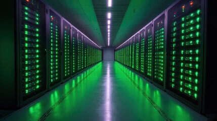 Fototapeta premium Sustainable Cloud Computing - Harnessing Green Data Centers for Cutting-Edge Performance storage sustainability green 