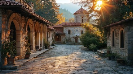 Fototapeta premium Historic monastery brings a sense of peace to the village photo