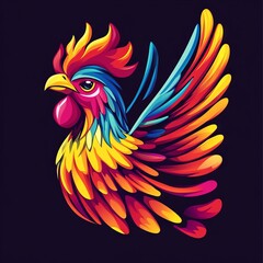Obraz premium vector colorful chicken logo 