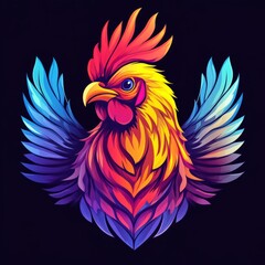 Obraz premium vector colorful chicken logo 