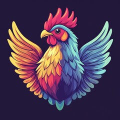 Obraz premium vector colorful chicken logo 