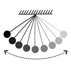 Illustration of pendulum motion back and forth. Basic physics phenomena. Pendulum period illustration.