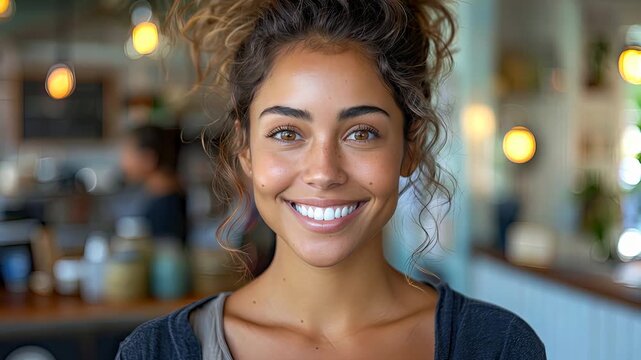 Smiling woman with beautiful white teeth