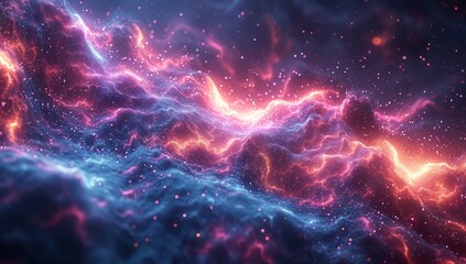 Obraz premium Abstract Cosmic Landscape with Glowing Nebulae