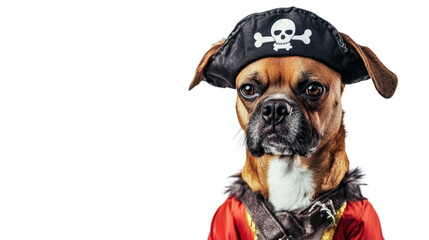Obraz premium Dog dressed as a pirate transparent background