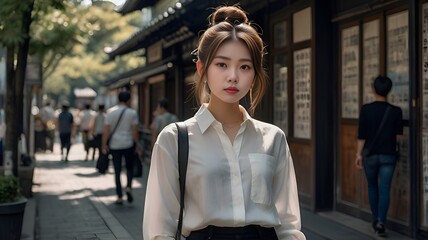 woman walking on the street