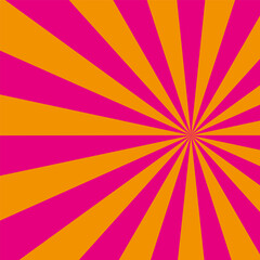 Abstract radial rays. Pink and orange colors. Dynamic sunburst pattern. Vector illustration.
