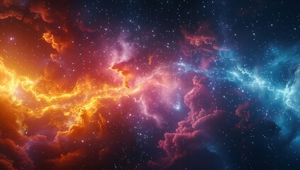 Naklejka premium Cosmic Nebula with Vibrant Colors and Stars