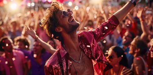 Live music thrill: people at music concert, cheering crowd, collective excitement and joy of fans as they revel in performance, unforgettable memories and vibrant moments of unity.