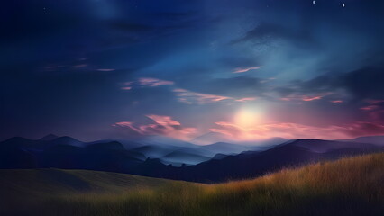 sunset over the mountains