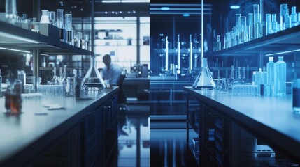 Fototapeta premium Laboratoryy Scene with a Blue Tint
