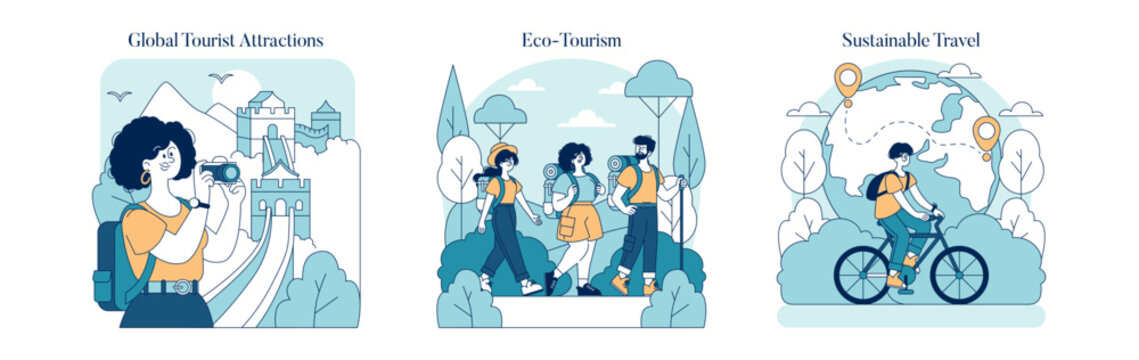 World Tourism Day. Flat Vector Illustration - Powered by Adobe