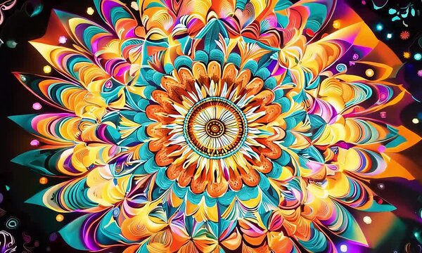 Colorful abstract mandala pattern with intricate details with ai generated.

