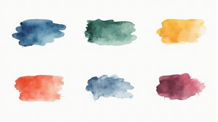 Colorful Watercolor Brush Strokes - Six Vibrant Swatches
