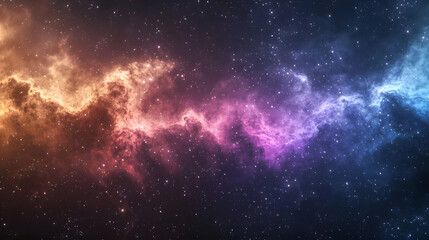 Cosmic Dance of Light and Color: A breathtaking nebula swirls with vibrant hues of orange, purple, and blue, illuminating the vast expanse of space. 
