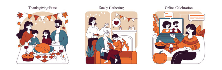 Thanksgiving Day. Flat Vector Illustration