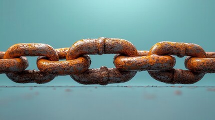 Fototapeta premium A close-up of a rusty chain against a blue background