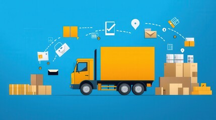 Naklejka premium Procurement process purchase order and supplier delivery