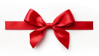 red bow ribbon on white background