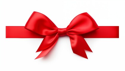 red bow ribbon on white background