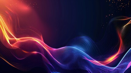 Obraz premium Abstract Colorful Waves with Glowing Particles