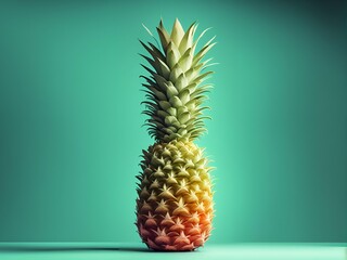 a pineapple in a teal color isolated background