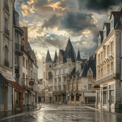 Obraz premium Place du Martroi or Martroi square is a main square in Orleans town, Loire region in France