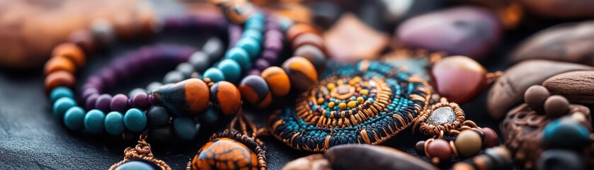 Handmade jewelry, vibrant craftsmanship, artistic creations, wearable art